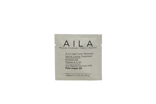 3-in-1 Soy-Based Nail Color Remover Individual Cloths - AILA Cosmetics 